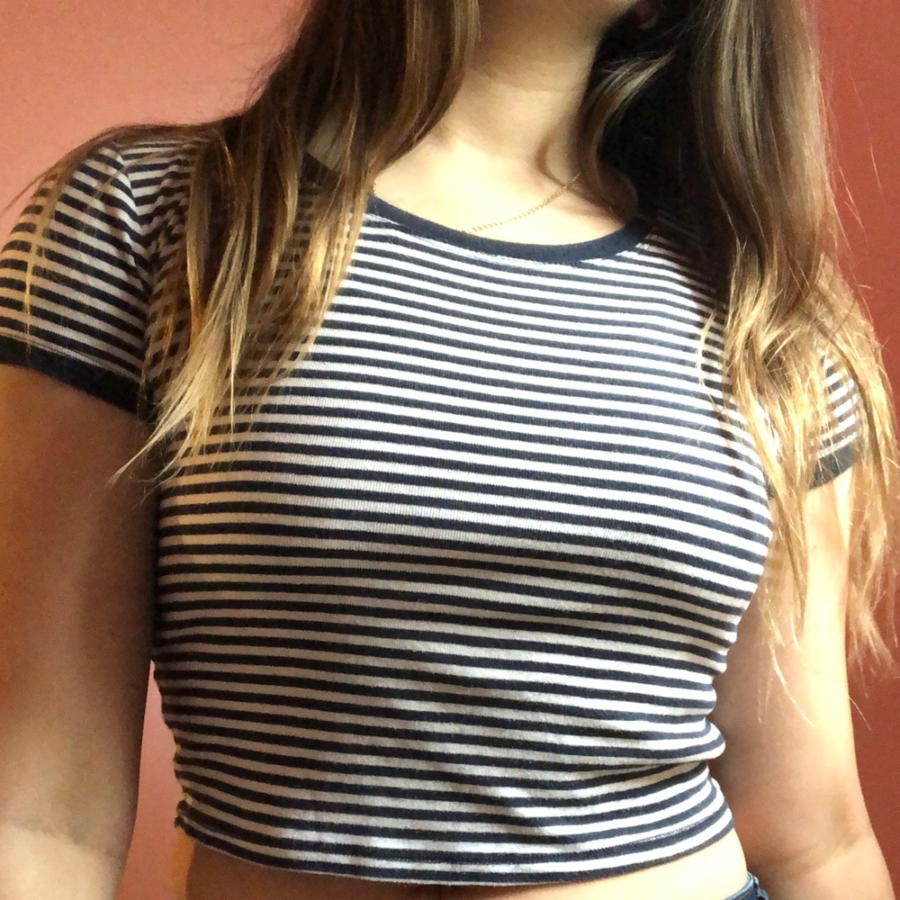 Aeropostale Soft Stripped Cropped Top with Stripes